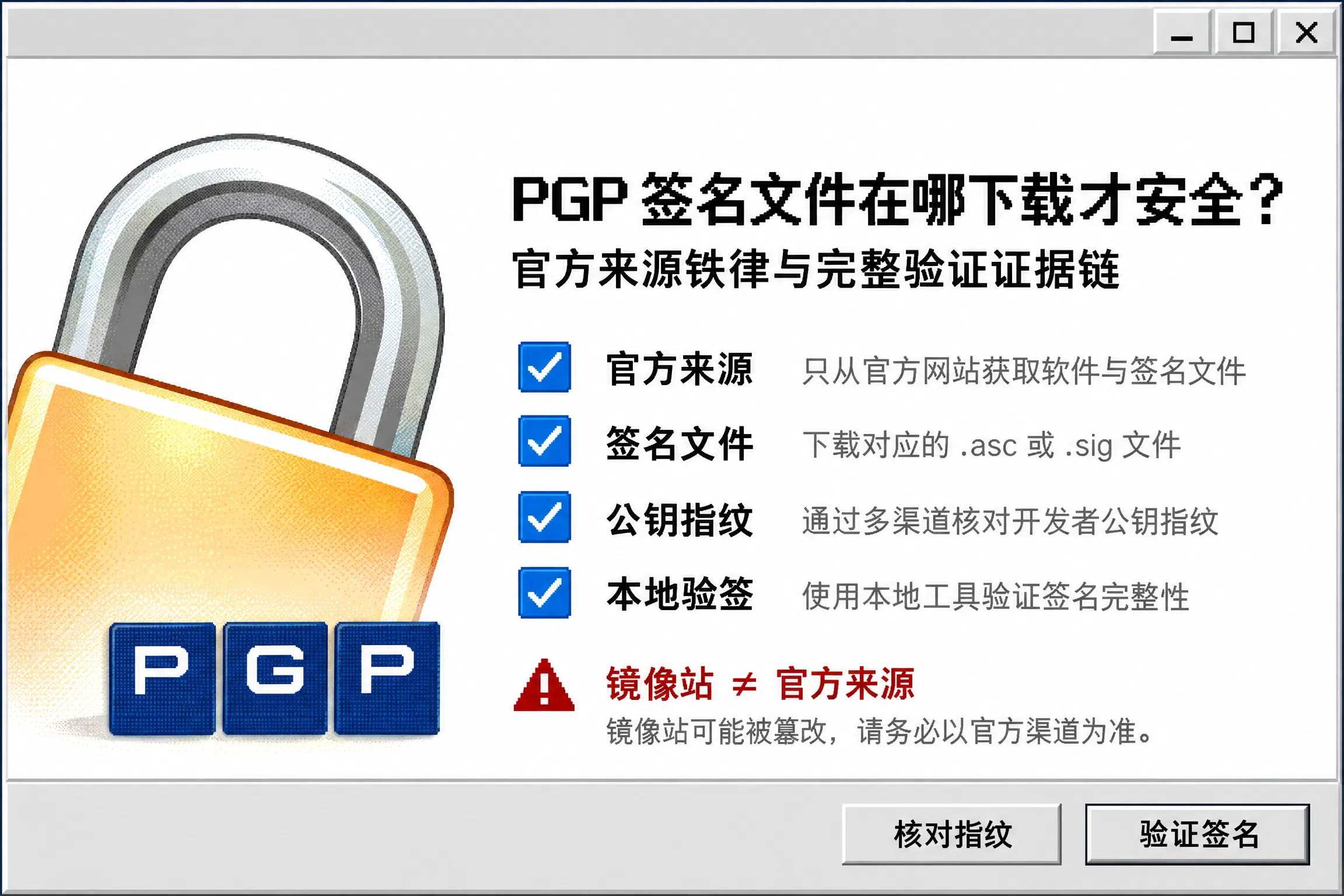 PGP 签名文件在哪下载才安全?官方来源铁律与完整验证证据链